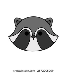 raccoon cartoon face On white background