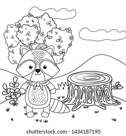 Raccoon cartoon with kerchief design