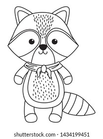 Raccoon cartoon with kerchief design