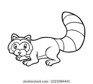 raccoon cartoon sketch vector illustration,
isolated on white background.Top view