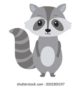 Raccoon in cartoon style. isolated on white background. Vector illustration