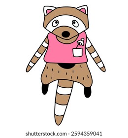 Raccoon in cartoon style. Isolated on white background. Vector illustration
