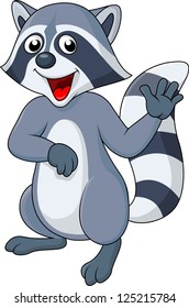 Raccoon cartoon waving