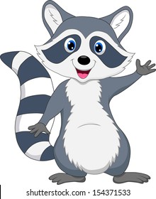 Raccoon cartoon waving