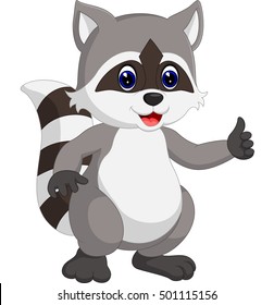 Raccoon cartoon waving