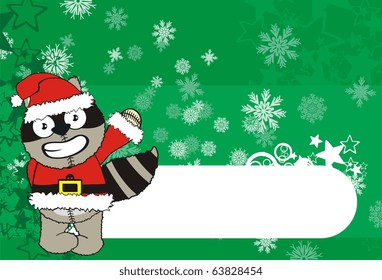 raccoon cartoon xmas background in vector format very easy to edit