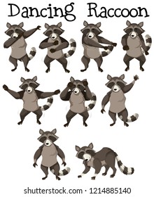 Raccoon character dance position illustration