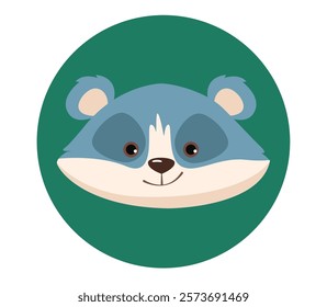 Raccoon character head concept. Vector graphic design illustration 