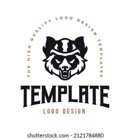 Raccoon Character Logo. Racoon Logo Template With Hat.