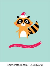 raccoon christmas greeting card