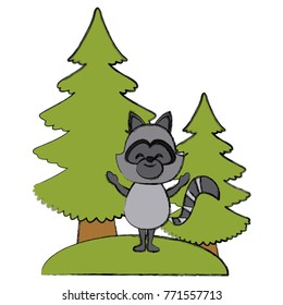Raccoon with christmas tree