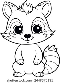 Raccoon, coloring book for kids, easy to color, vector illustration, vector, animals. Animals coloring book. Coloring raccoon.