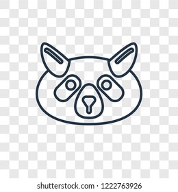 Raccoon concept vector linear icon isolated on transparent background, Raccoon concept transparency concept in outline style