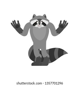 Raccoon confused oops. Racoon perplexed emotions. Coon surprise. Vector illustration