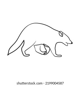 Raccoon continuous line art drawing. One line art design of raccoon, Funny raccoon animal