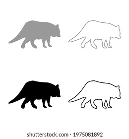 Raccoon Coon silhouette grey black color vector illustration solid outline style image