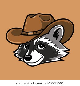 Guaxinim com ilustração de chapéu de Cowboy