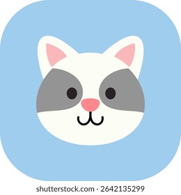 Raccoon with cute cartoon face	