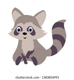 Raccoon cute cartoon zoo animals woodland animals vector illustration baby animals baby shower baby raccoon