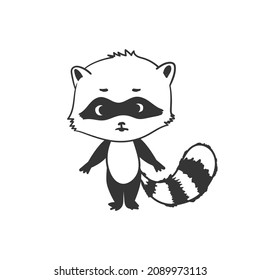 Raccoon. Cute Hand-drawn Raccoon. Sketch Drawing For Design. Vector Image