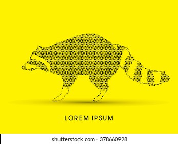 Raccoon designed using black mosaic pattern graphic vector.