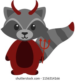 Raccoon in Devil Costume - Cute woodland raccoon wearing devil costume