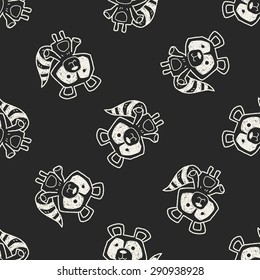 raccoon doodle seamless pattern background