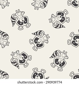 raccoon doodle seamless pattern background