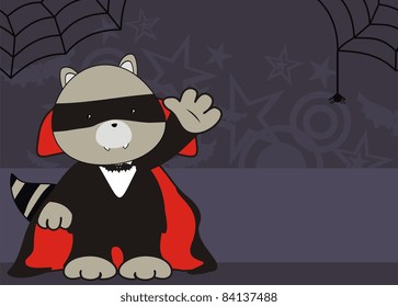 raccoon dracula cartoon background in vector format