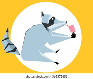 raccoon eats sweets