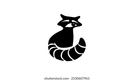 Emblema raccoon, silhueta isolada preta