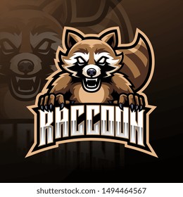 Raccoon esport mascot logo design