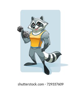 raccoon exercise using dumbbell