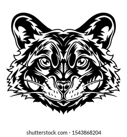 Raccoon face. Design element for poster, card, banner. Vector illustration.
