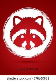 Raccoon Face designed on grunge circle background graphic vector.