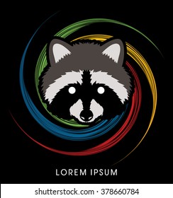 Raccoon Face designed on spin wheel background graphic vector.