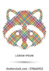 Raccoon Face designed using colorful pixels graphic vector.