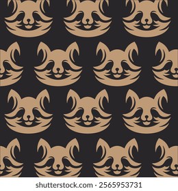 Raccoon face head animal pattern background illustration vector design template