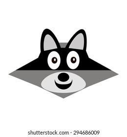 Raccoon face icon isolated on white background. Vector illustration.