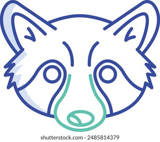 Raccoon face outline color vector illustration