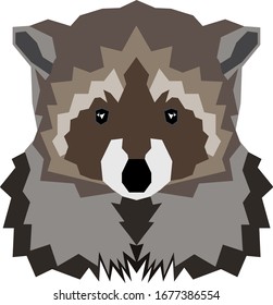 Raccoon face vector flat illustration 
