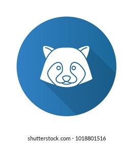 Raccoon flat design long shadow glyph icon. Vector silhouette illustration