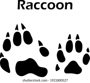Raccoon Footprint. Black Silhouette Design. Vector Illustration.