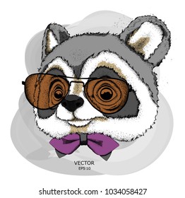 
A raccoon in glasses. Hipster raccoon. Vector illustration