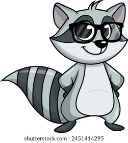 Mapache con gafas de Ilustración vectorial