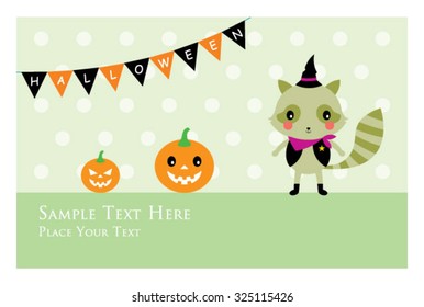 raccoon halloween greeting card