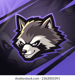 Diseño de logotipo de mascota Raccoon head