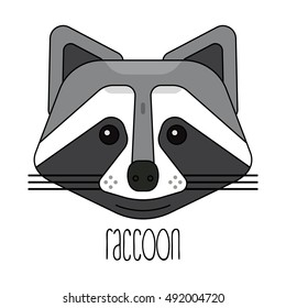 raccoon head face logo vector illustration. raccoon head face in flat style