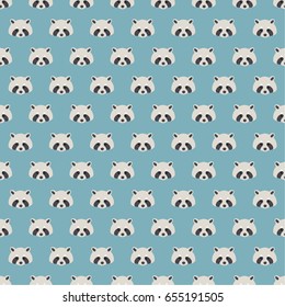 raccoon head green seamless background