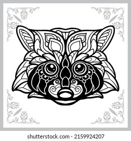 raccoon head mandala arts. isolated on white background.